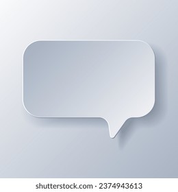 Papercut Grey White Speech Bubbles. 3D Papercraft cut talk frame icon for posters and flyers, presentation, web, social media, design, banner, stickers  and stories
