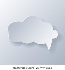 Papercut Grey White Speech Bubbles. 3D Papercraft cut talk frame icon for posters and flyers, presentation, web, social media, design, banner, stickers  and stories