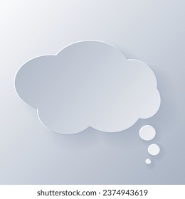 Papercut Grey White Speech Bubbles. 3D Papercraft cut talk frame icon for posters and flyers, presentation, web, social media, design, banner, stickers  and stories