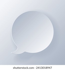 Papercut Grey White Speech Bubbles. 3D Papercraft cut talk frame icon for posters and flyers, presentation, web, social media, design, banner, stickers and stories.