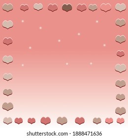 Los corazones de corte en papel enmarcan un fondo vectorial sin fisuras. Fondo de San Valentín simple con gradiente rosa.