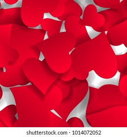 Papercut hearts Valentine s day card background. Small paper confetti heartshaped.