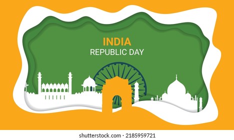 Papercut India Republic day holiday post background design