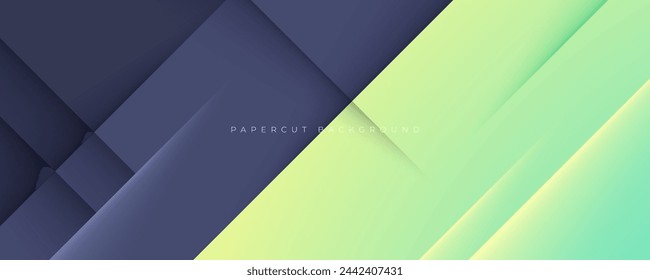 Fondo de capas de papel cortado con vector de diseño decorativo de degradado verde