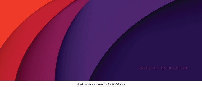 Papercut layers background with orange and purple color design vector