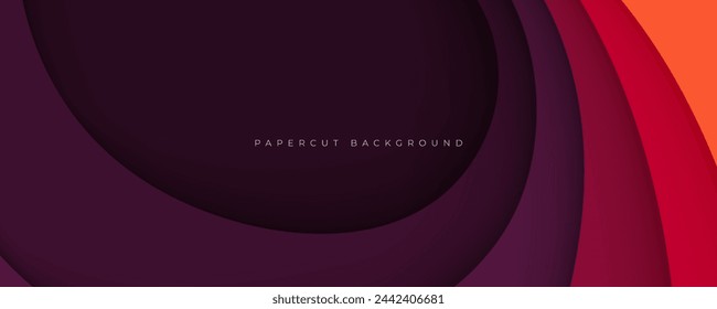 Fondo de capas de papel cortado con vector de diseño decorativo naranja y púrpura