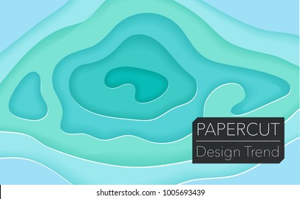 Papercut layers on white paper. Craft colorful 3d multi layers texture. Abstract paper cut shapes, carving art background template design. Smooth origami paper cut. Vector banner or poster.
