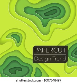 Papercut layers on white paper. Craft colorful 3d multi layers texture. Abstract paper cut shapes, carving art background template design. Smooth origami paper cut. Vector banner or poster