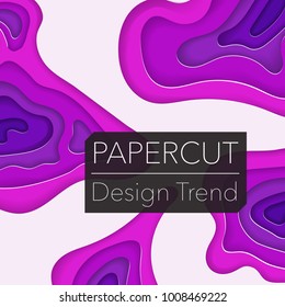 Papercut layers on white paper. Craft colorful 3d multi layers texture. Abstract paper cut shapes, carving art background template design. Smooth origami paper cut. Vector banner or poster.
