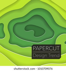 Papercut layers on white paper. Craft colorful 3d multi layers texture. Abstract paper cut shapes, carving art background template design. Smooth origami paper cut. Vector banner or poster