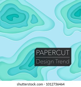 Papercut layers on white paper. Craft colorful 3d multi layers texture. Abstract paper cut shapes, carving art background template design. Smooth origami paper cut. Vector banner or poster