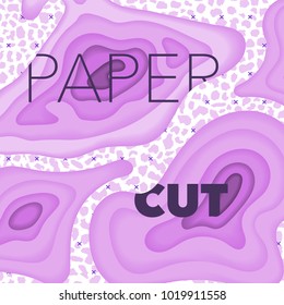 Papercut layers on white paper. Craft colorful 3d multi layers texture. Abstract paper cut shapes, carving art background template design. Smooth origami paper cut. Vector banner or poster