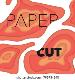 Papercut layers on white paper. Craft colorful 3d multi layers texture. Abstract paper cut shapes, carving art background template design. Smooth origami paper cut. Vector banner or poster