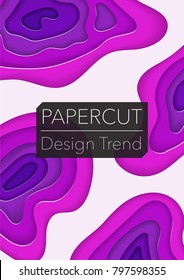 Papercut layers on white paper. Craft colorful 3d multi layers texture. Abstract paper cut shapes, carving art background template design. Smooth origami paper cut. Vector banner or poster.
