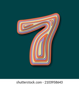 Paper-cut letter 1. Paper-cut number 1. Realistic multi-layered 3D letter cut from paper. Colorful character of alphabet letter font. Origami decoration element for birthday or greeting design.