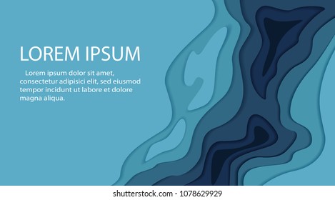 Papercut multi layers 3D color texture vector background. Abstract topography concept design or flowing liquid illustration for website template.