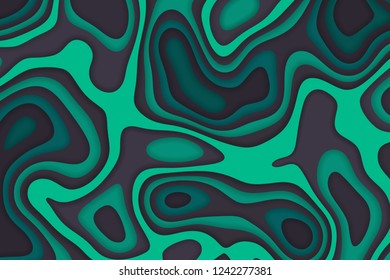 Papercut multi layers 3D color texture vector background. Abstract topography concept design or flowing liquid illustration for website template. 