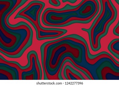 Papercut multi layers 3D color texture vector background. Abstract topography concept design or flowing liquid illustration for website template. 