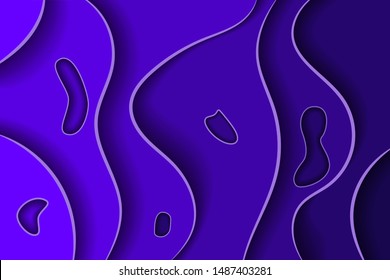 Papercut multi layers 3D color texture vector background. Abstract topography concept design or flowing liquid illustration for website template. Smooth origami art shape paper cut