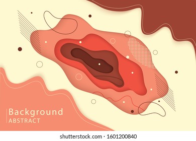 Papercut multi layers 3D color texture vector background. Abstract topography concept design or flowing liquid illustration for website template. Smooth origami art shape paper cut