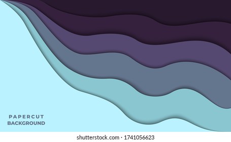 Papercut multi layers 3D color texture vector background. Abstract topography  design or flowing liquid illustration for website template. Smooth origami art shape paper cut