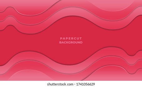 Papercut multi layers 3D color texture vector background. Abstract topography  design or flowing liquid illustration for website template. Smooth origami art shape paper cut