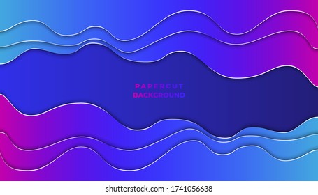 Recorte de papel multicapas fondo vectorial de textura de color 3D. Diseño de topografía abstracta o ilustración líquida de flujo para la plantilla de sitio web. Cortado de papel de forma de arte de origami liso