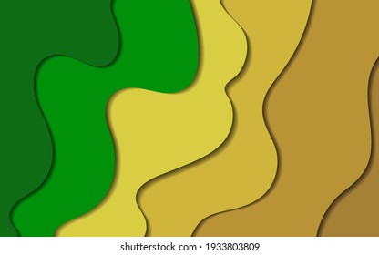 Papercut multi layers 3D color texture vector background. Abstract topography concept design or flowing liquid illustration for website template. Smooth origami art shape paper cut