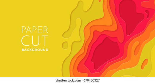 Papercut multi layers 3D color texture vector background. Abstract topography concept design or flowing liquid illustration for website template. Smooth origami art shape paper cut