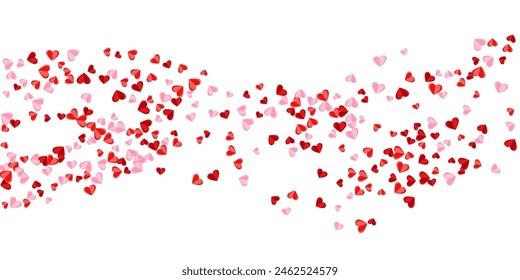 Papercut pink heart shapes romantic vector background. Wedding decorative elements. Gift card backdrop. Random heart relationship signs scatter.