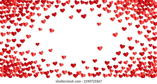Papercut pink heart symbols flying background design. Valentine carnival decor. Banner background. Small heart family signs scatter.