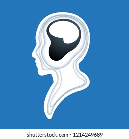 Papercut portrait of a man with a brain