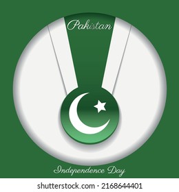a paper-cut postcard in honor of Pakistan's independence Day celebration. vector illustration