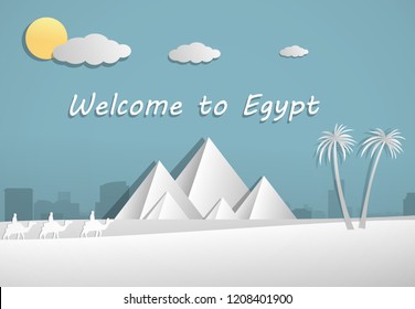 Papercut of Pyramid in Egypt, vector art