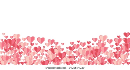 Papercut red heart shapes beautiful vector background. Festive decorative elements. Greeting card background. Little heart love signs on white.