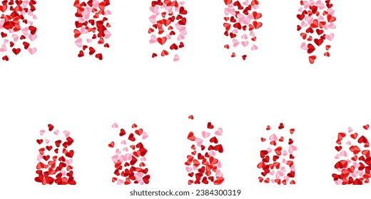 Papercut red heart shapes romantic background design. Anniversary decoration. Greeting card backdrop. Falling heart relationship symbols scatter.