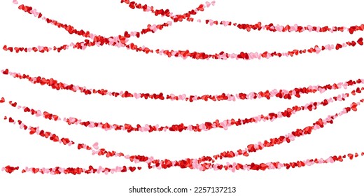 Papercut rosy heart shapes confetti vector background. Anniversary decoration. Postcard backdrop. Cute heart relationship signs scatter.