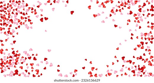 Papercut rosy heart shapes romantic background design. Holiday celebration decor. Banner background. Colorful heart relationship signs illustration.