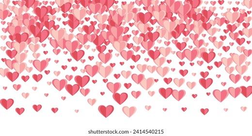 Papercut rosy heart symbols explosion vector background. Wedding decorative elements. Poster background. Little heart amour symbols on white.