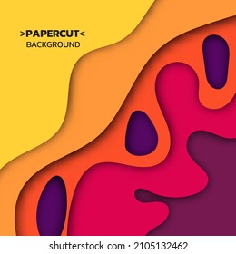 papercut shapes. 3d abstract background. orange,pink,blue and yellow paper art with copy space. design for gretting cards, presentations,business, flyers, posters, prints, decoration,  brochure
