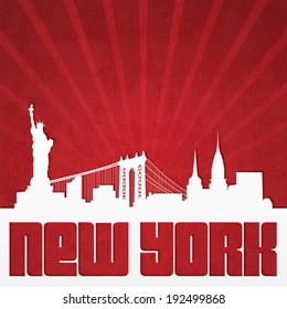 Paper-cut Silhouette Of New York Skyline In Vintage Style