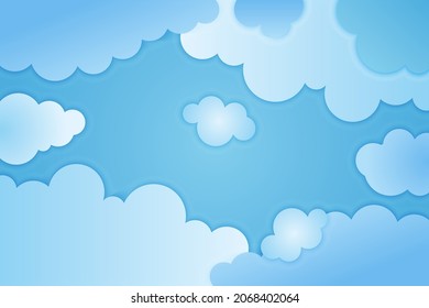 Cielo de papel y nubes, bello fondo. Diseño elegante con afiche plano, caricatura, volantes, banners web. ambiente vacacional, ambiente aireado. Objeto aislado. Material de diseño. Ilustración vectorial.