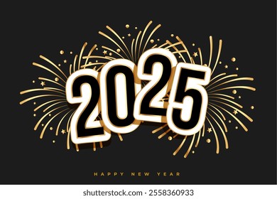 papercut style 2025 new year celebration background design vector