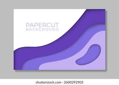 papercut style abstract wave background purple color