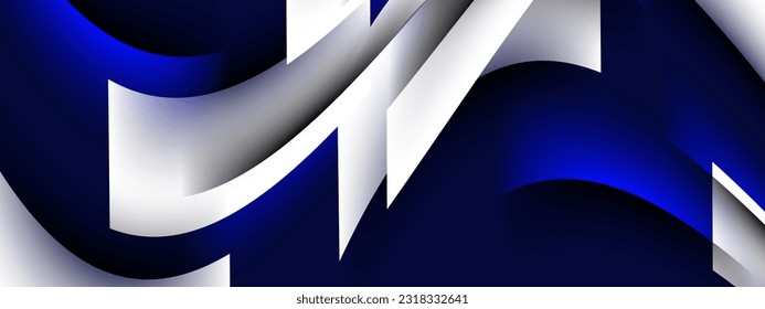 Papercut style blue white background with lines pattern vector illustration