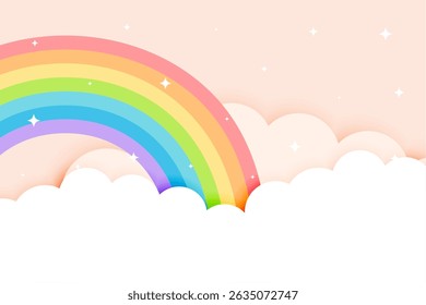 vetor de design de fundo sonhador de nuvem e arco-íris estilo brochura