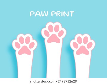 papercut style dog or cat pawprint background for fauna fun vector