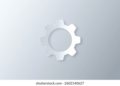 papercut style gear icon vector with highlight and shadow suitable for technician icon, mechanic or maintenance icon