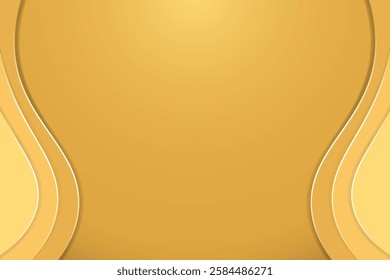 Papercut style gold abstract web banner background or header