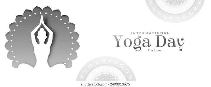 papercut style international yoga day banner design vector